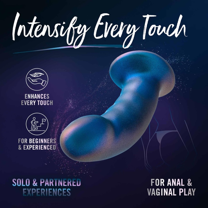 Rebellion Peg Blue - zakrzywiony dildo G-spot z silikonu platynowego, kompatybilny z uprzężą strap-on, 14,6 cm - 9