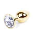 Korek analny Jewellery Gold PLUG Clear, stal nierdzewna, anatomiczny, 7 cm x 2,7 cm - 1