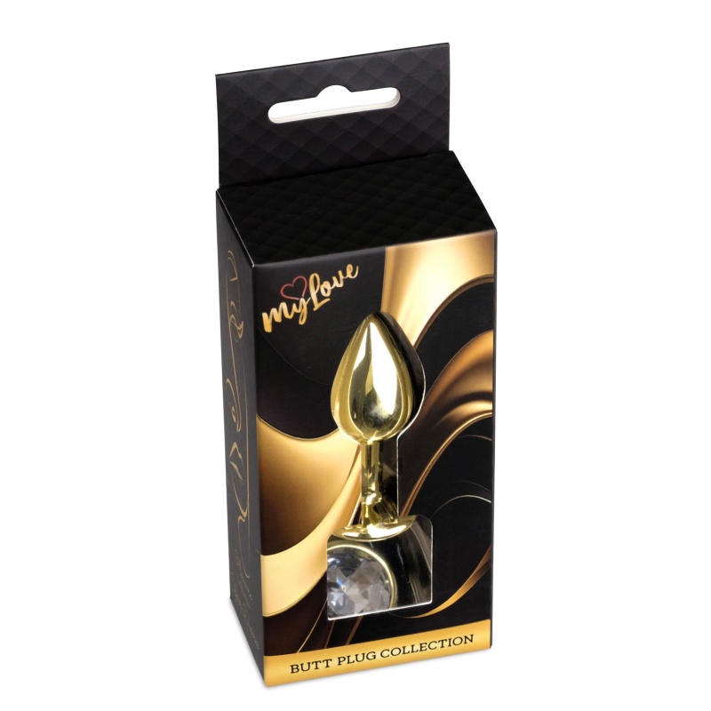 Korek analny Jewellery Gold PLUG Clear, stal nierdzewna, anatomiczny, 7 cm x 2,7 cm - 9