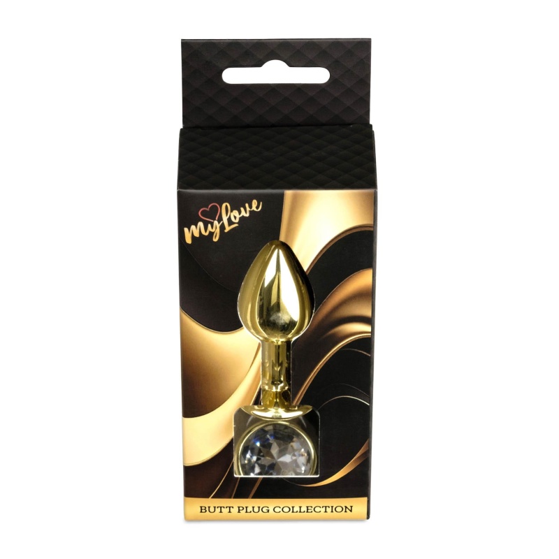 Korek analny Jewellery Gold PLUG Clear, stal nierdzewna, anatomiczny, 7 cm x 2,7 cm - 10