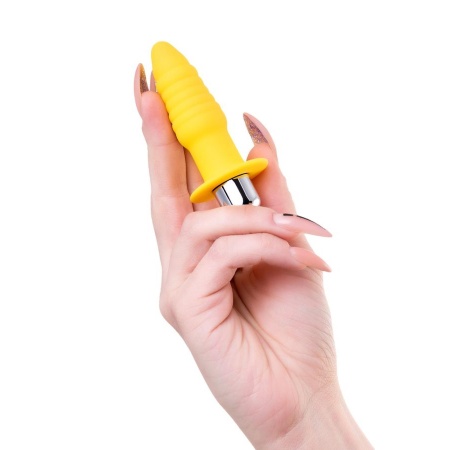 Korek analny wibracyjny Lancy Anal Vibro Plug - zakrzywiony, spiralnie rowkowany, z metalową końcówką - 5