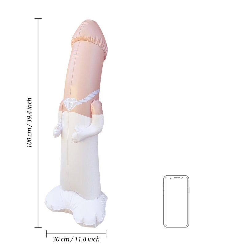 Nadmuchiwany worek bokserski dla Panny Młodej Inflatable Bride Bop Bag z wypełnianą podstawą, wys. 100 cm - 3