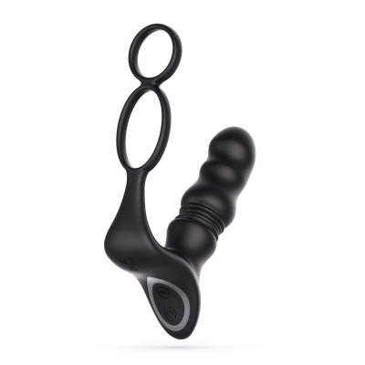 Wibrator prostaty Crixus z pilotem – czarny, silikonowy, 14,5 cm - 1 2