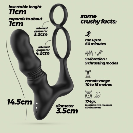 Wibrator prostaty Crixus z pilotem – czarny, silikonowy, 14,5 cm - 6