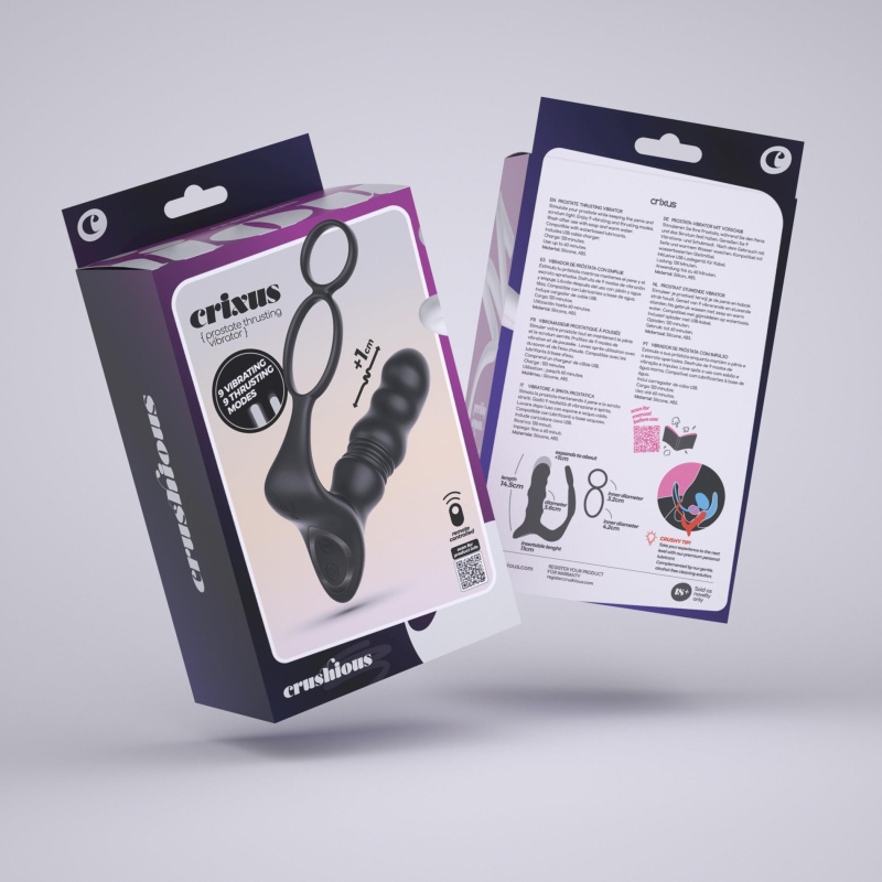 Wibrator prostaty Crixus z pilotem – czarny, silikonowy, 14,5 cm - 7