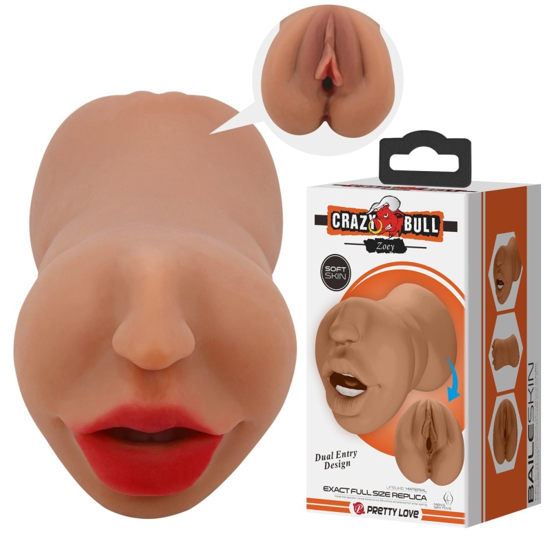 Męski masturbator dwukanałowy ZOEY, 17,8 cm - 1