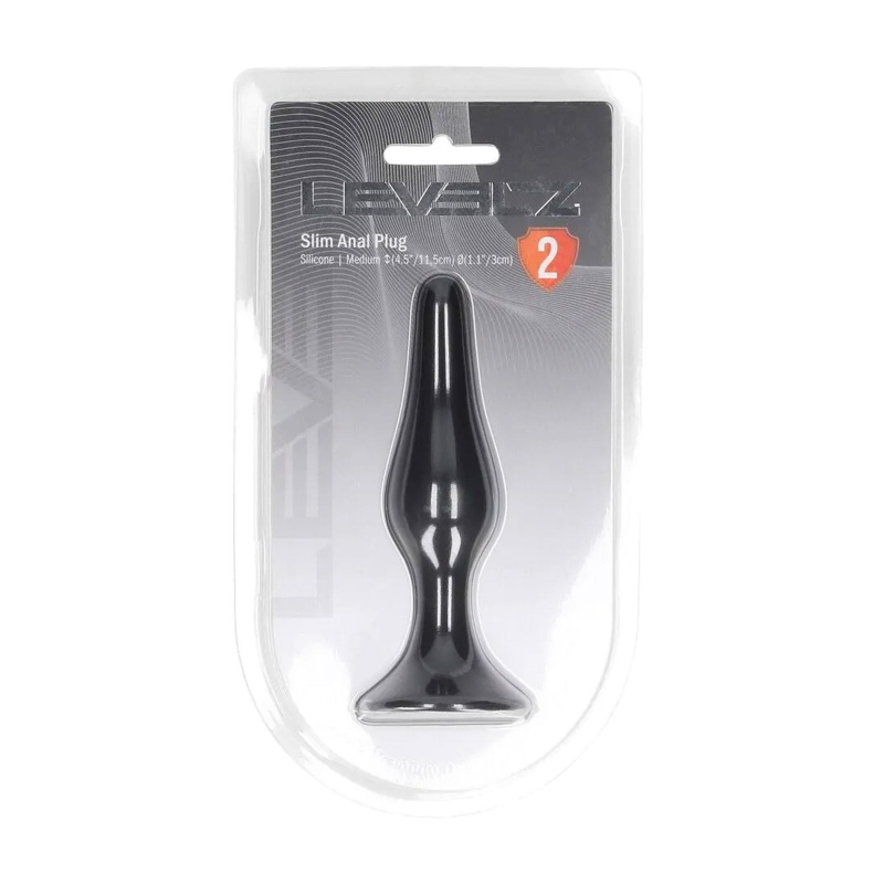 Slim Silicone Anal Plug - M - Black - 2