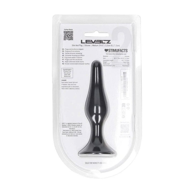 Slim Silicone Anal Plug - M - Black - 3