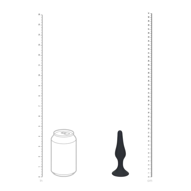 Slim Silicone Anal Plug - M - Black - 6