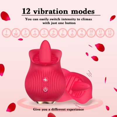 Wibrator Petal Bliss z funkcją lizania i wibracji – 9 × 5,8 cm - 1 2