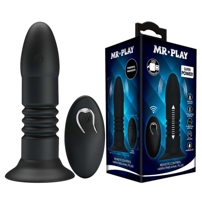 Wibrujący korek analny MR PLAY z funkcją pchania i pilotem, 12 cm - 1
