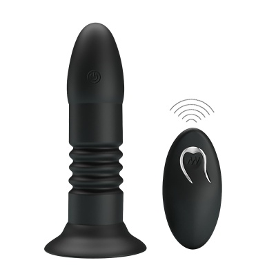Wibrujący korek analny MR PLAY z funkcją pchania i pilotem, 12 cm - 1 2