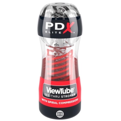 Masturbator Elite Viewtube 2 Stroker – przezroczysty korpus, spiralna wkładka TPR, 18 cm - 1