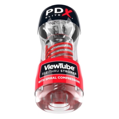 Masturbator Elite Viewtube 2 Stroker – przezroczysty korpus, spiralna wkładka TPR, 18 cm - 1 2