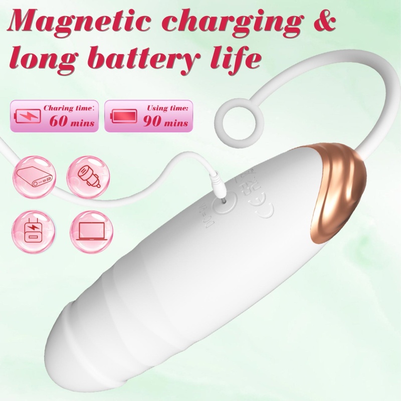Vibrating Silicone Love EGG USB 7 vibration and thrust functions / Remote control White - 7