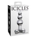 Korek analny Icicles No. 47 Clear – ręcznie formowane szkło borokrzemowe, potrójna struktura segmentów, długość całkowita 10,5 c - 1
