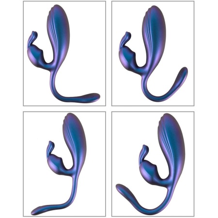 Metallic Flexible Double - podwójny wibrator z elastycznym wibro-króliczkiem, 22,5 cm - 8