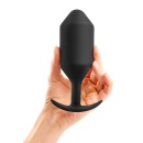 b-Vibe Snug Plug 6 Czarny - obciążony korek analny z silikonu medycznego, Ø 5,5 cm, długość 16 cm - 3