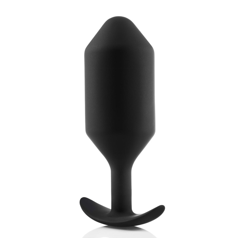 b-Vibe Snug Plug 6 Czarny - obciążony korek analny z silikonu medycznego, Ø 5,5 cm, długość 16 cm - 4