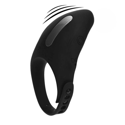 Adjustable Vibrating Silicone Cockring - Black - 1