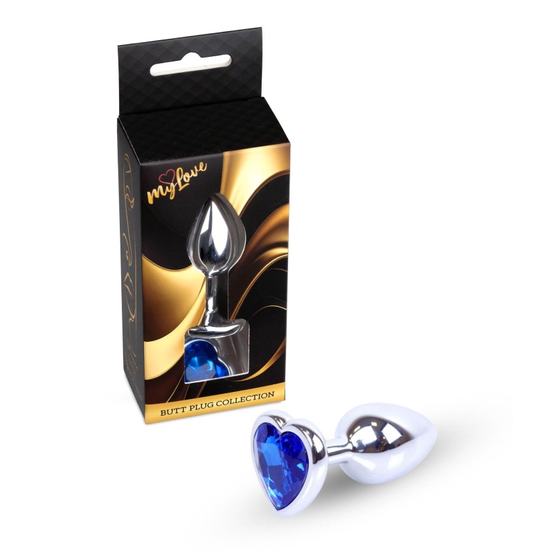 Biżuteria analna Silver Heart Plug Dark Blue - stal nierdzewna, niebieski kryształ w kształcie serca, dł. 7 cm, śr. 2,7 cm - 8