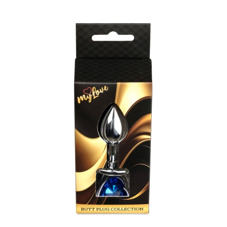 Biżuteria analna Silver Heart Plug Dark Blue - stal nierdzewna, niebieski kryształ w kształcie serca, dł. 7 cm, śr. 2,7 cm - 10