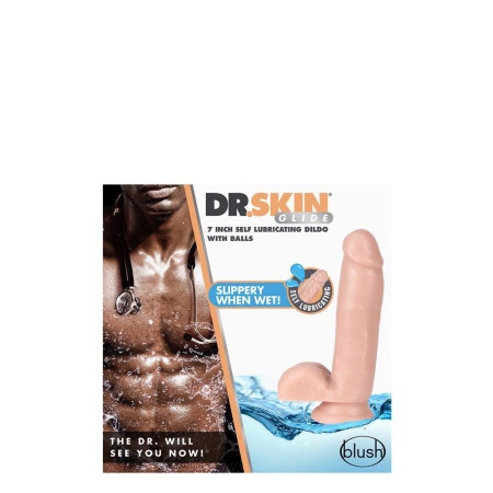 Dildo samosmarujące Glide 7 z przyssawką i jądrami, 17,7 cm - 4