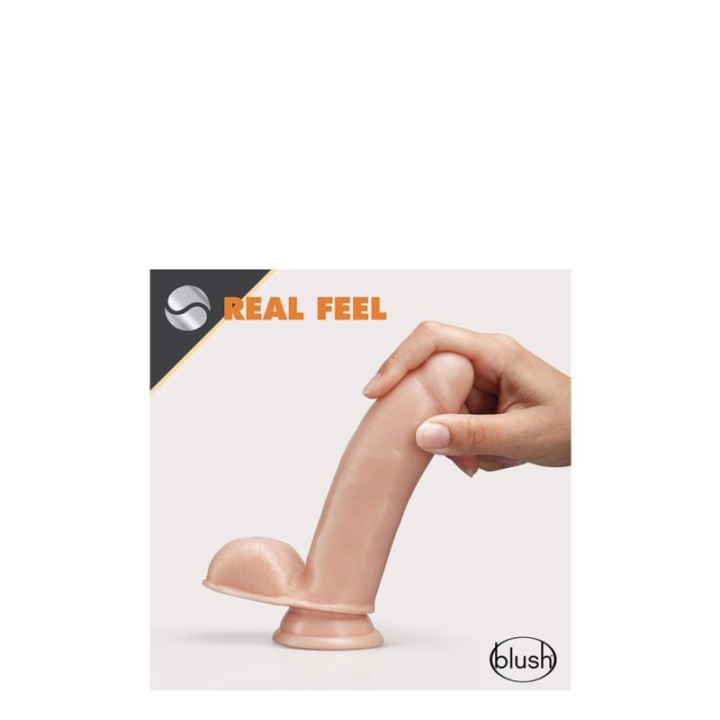 Dildo samosmarujące Glide 7 z przyssawką i jądrami, 17,7 cm - 5