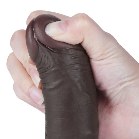 Sliding-Skin Dwuwarstwowe Dildo z Przyssawką 19,5 cm (brązowy) - 10