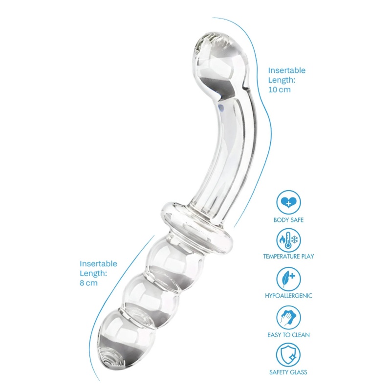Dildo szklane dwustronne Dual-Ended Anal & G-spot 19 cm - 3