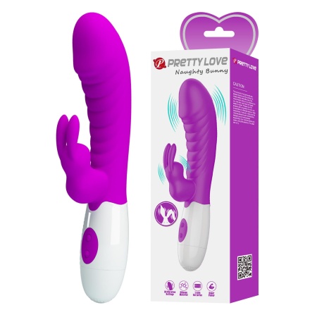Wibrator króliczek Naughty Bunny - 30 trybów wibracji, podwójna stymulacja, giętki trzon, 19,8 cm - 1