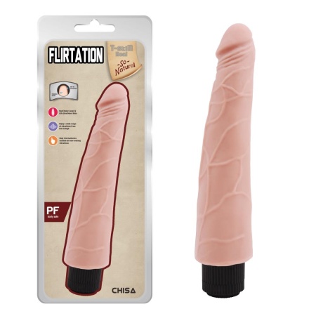 Wibrator T-Skin Real Flirtation Flesh — realistyczny trzon TPR z żyłowaniem, 24 cm długości i do 5,5 cm średnicy u podstawy, pły - 1