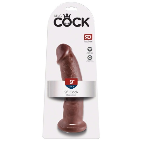 Realistyczne Dildo 9″ Brown – Podstawa Ssąca, Montaż w Uprzęży, 24 cm, Ø 5,3 cm, PVC bez ftalanów - 1
