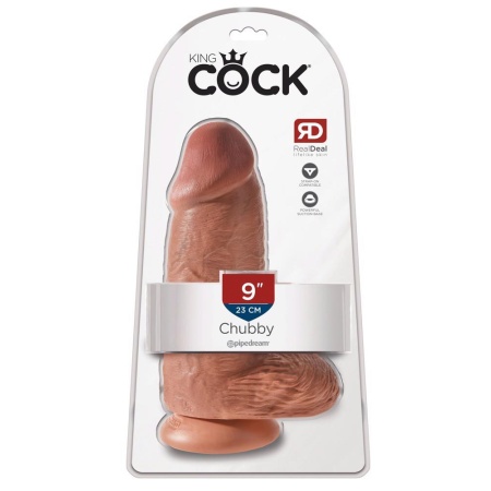 Dildo realistyczny Chubby Tan z podstawą ssącą 22,9 cm - 1