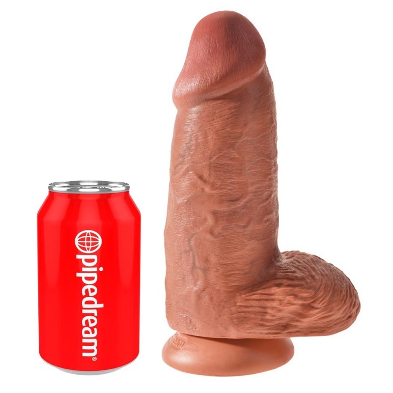 Dildo realistyczny Chubby Tan z podstawą ssącą 22,9 cm - 2