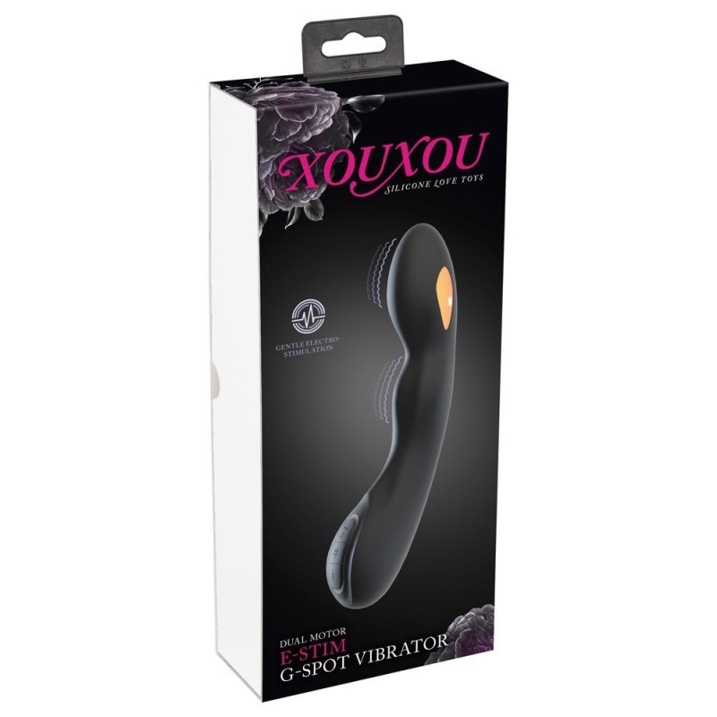 E-Stim G-Spot Vibrator – zakrzywiony stymulator z podwójnym silnikiem, elektrostymulacją i wibracją, 20,2 cm - 1