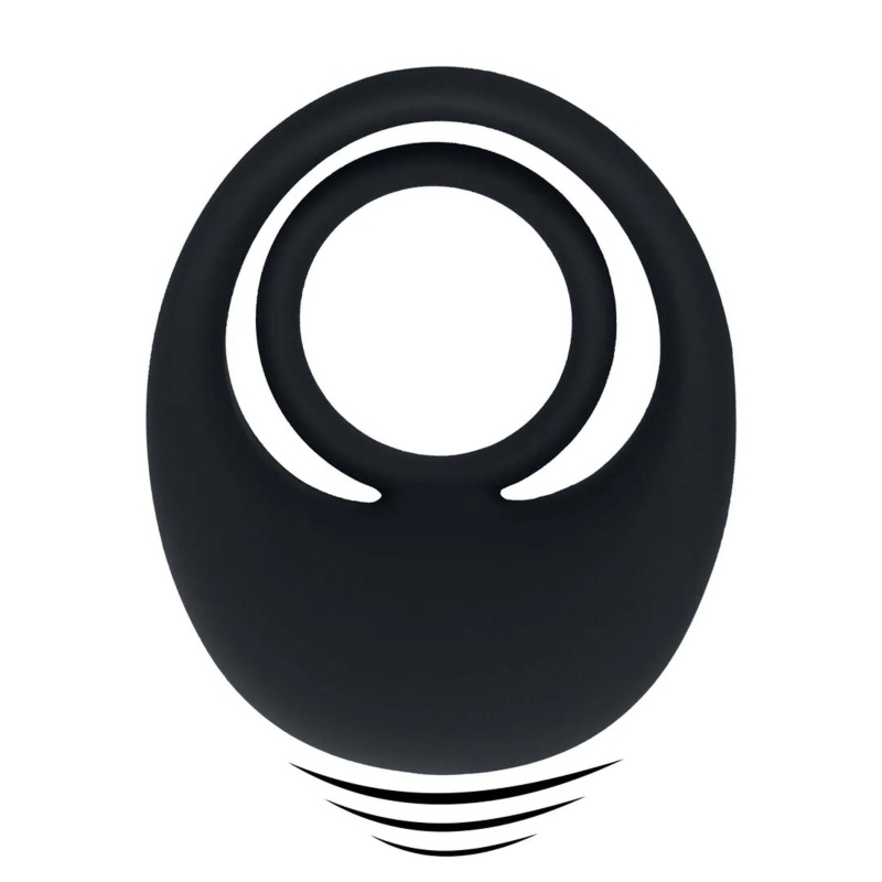 Vibrating Liquid Silicone Cock and Ball Ring - Black - 1