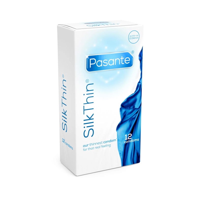Prezerwatywy Pasante Silk Thin 0,04 mm – 12 sztuk, 19 cm długości, 5,3 cm szerokości, lateks naturalny - 1