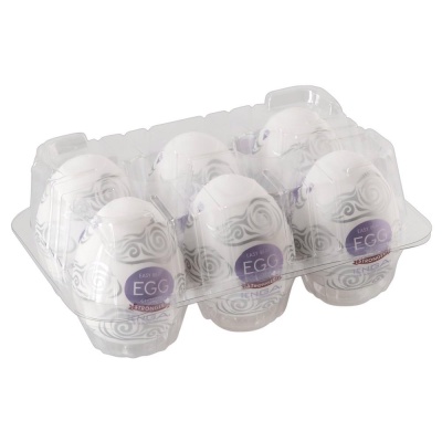 Masturbator jednorazowy Egg Cloudy 6 szt. – zakrzywiona struktura stymulująca, 7 cm - 1