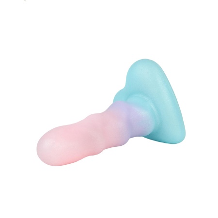 Dildo Unicorn Mini Light - kompaktowy silikonowy model ze spiralnym trzonem i przyssawką w kształcie serca - 6