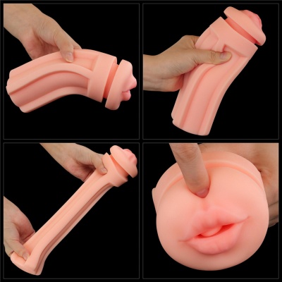 Masturbator Cream Ale 19,6 cm – teksturowany kanał ustny - 1