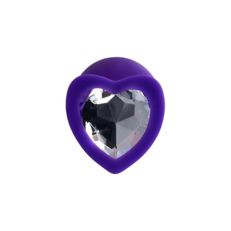 Korek analny Diamond Heart - silikonowy, z kryształkiem w kształcie serca, 8 cm - 3