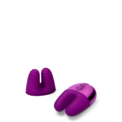 Wibrator Double Vibe Cherry - dwie elastyczne końcówki, dwa silniki, 8,4 × 5,4 cm - 1 2