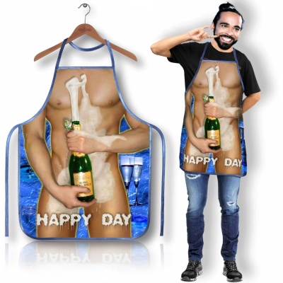 Fartuszek Happy Day z pikantnym nadrukiem męskiego torsu na wieczór panieński - 1