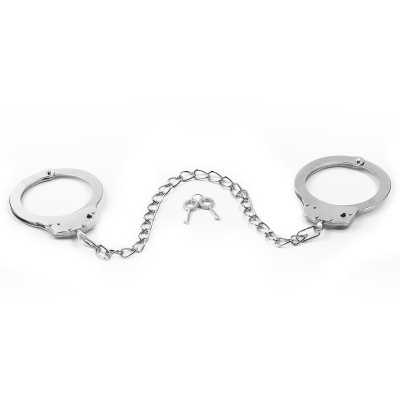 Metalowe kajdanki na nogi Fetish Pleasure 42 cm, srebrne - 1 2