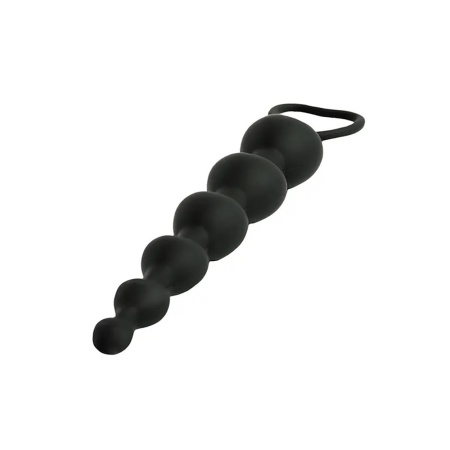 Anal Beads Black Heart – Silikonowe koraliki analne w kształcie serc, długość 18 cm - 3