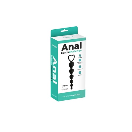 Anal Beads Black Heart – Silikonowe koraliki analne w kształcie serc, długość 18 cm - 4