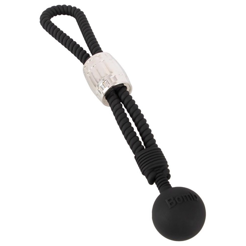 Pierścień erekcyjny Heavy Rope z kulą - regulowany silikonowy pasek typu lina z obciążnikiem 166 g, długość pętli 21,5 cm, średn - 3