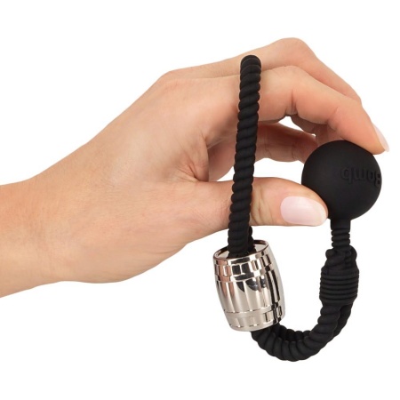 Pierścień erekcyjny Heavy Rope z kulą - regulowany silikonowy pasek typu lina z obciążnikiem 166 g, długość pętli 21,5 cm, średn - 4