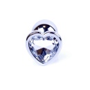 Biżuteria analna Silver Heart - stal nierdzewna z kryształem, szeroka podstawa, długość 7 cm i średnica 2,7 cm - 2